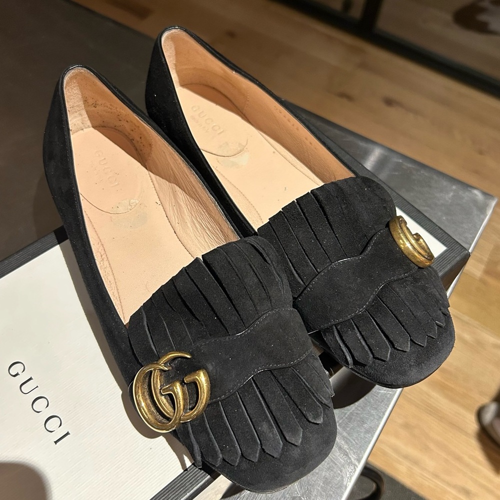 Gucci Marmont Suede Flats 36.5